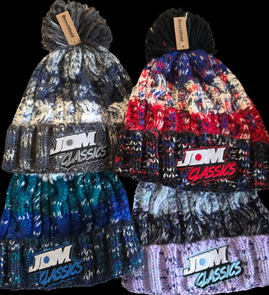 Knitted wooly bobble hat